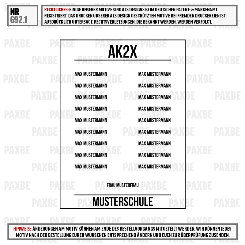 name tag, identity label, product label, school certificate, portfolio card, Musterbrief, Musterkarte, Musterschule, Formblatt, Etikett