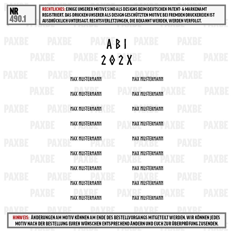 Paxbe, ABl 202X, Max Mustermann, Textetikett, Namensschild, fashion, name tag, pattern, text, repetitive label