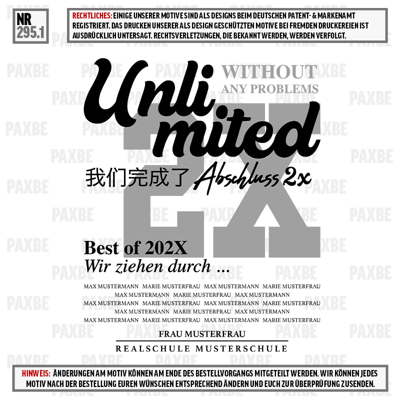 UNLIMITED ABSCHLUSS 295.1 UNLIMITED ABSCHLUSS 295.1