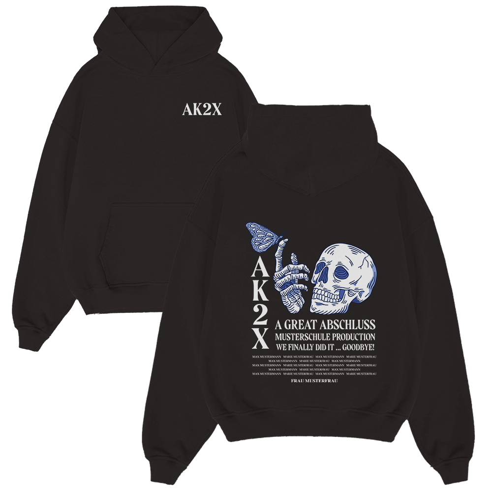 Hoodie, Schwarz, Skelett, Schädel-Grafik, Zipfel-Pullover, Hoodie, Graphic hoodie, Schädel-Design, Rückenprint, Schwarz