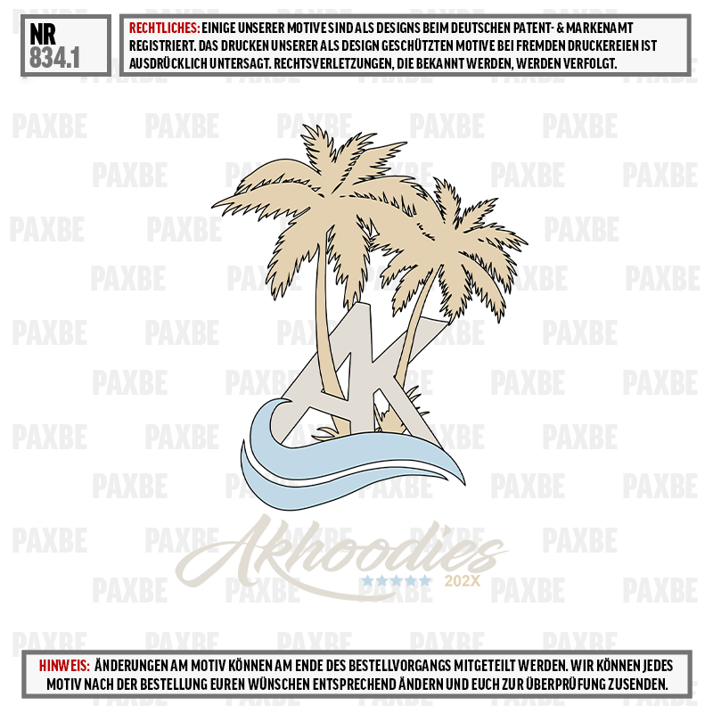 Palmen, Strand, Wasser, Logo, Hoodies, Palmen, Strand, Wellen, Logo, Hawaii-Design