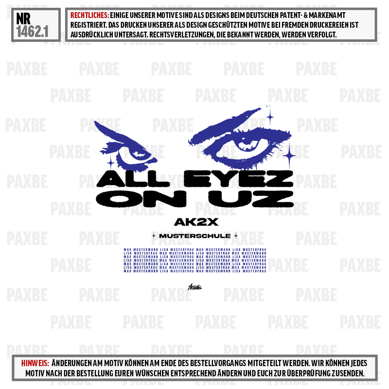 T-Shirt, Grafik, All Eyes On Us, AK2X, Musterschule