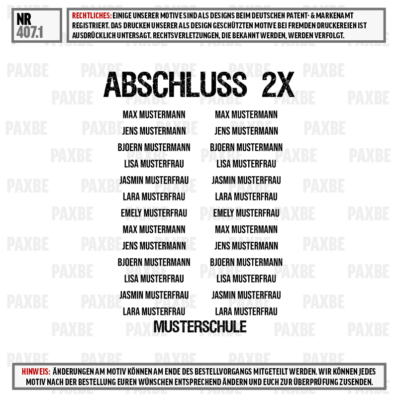 Abschluss, Muster, Schule, Namensliste, Liste, abschluß 2x, mustermann, musterschule, musterfrau, name list