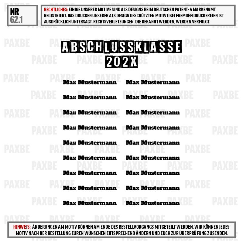 graduation, Klassentreffen, Liste der Namen, Abschlussliste, Schülerliste, abschlussklasse, 202X, jahrgang, name, max mustermann