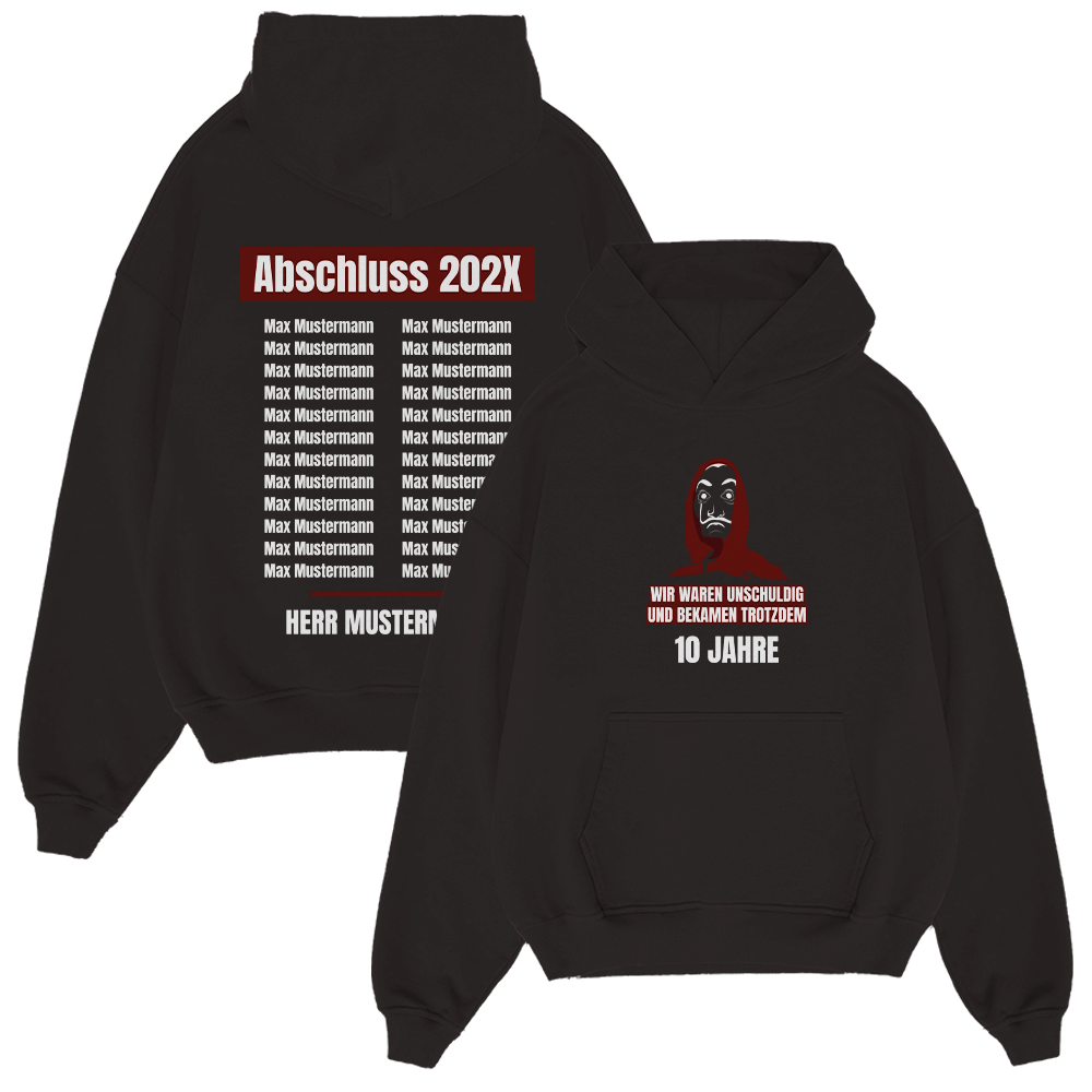 Hoodie, Schwarz, Gedrucktes Motiv, 10 Jahre, Abschluss 20xx, Hoodie, Pullover, Schwarz, Gedrucktes Motiv, 10 Jahre