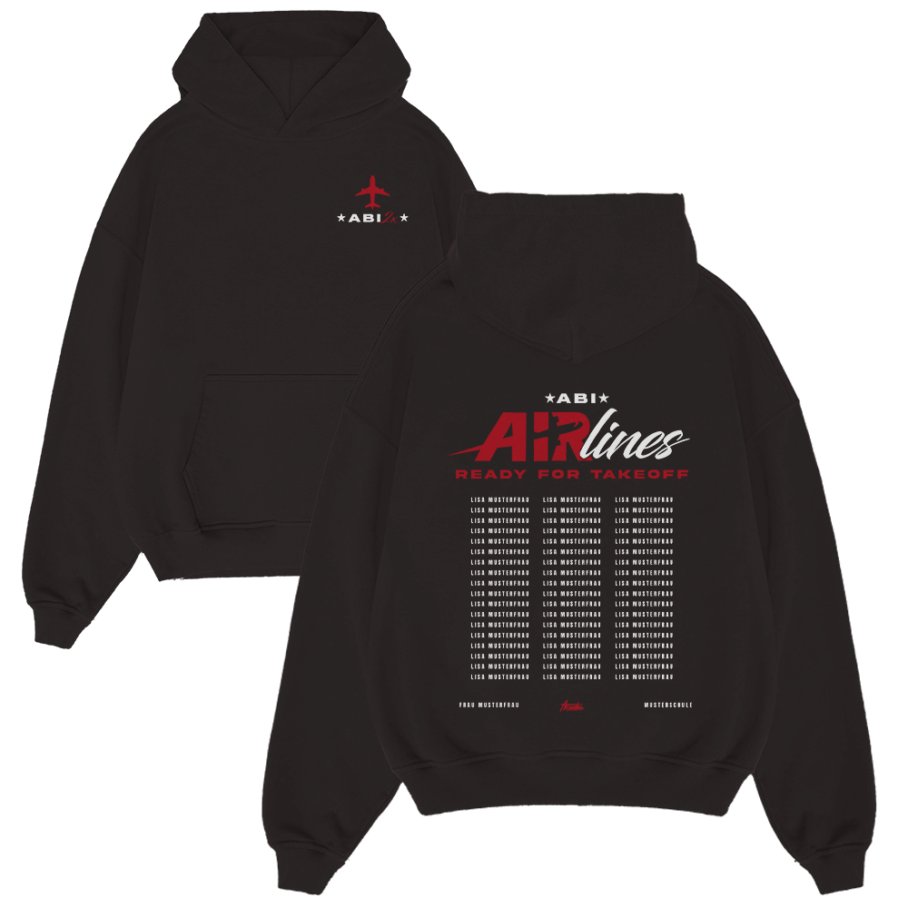 Hoodie, Schwarzer Hoodie, Airlines-Design, Grafik-Hoodie, Vorne Tasche, Hoodie, Schwarz, Airlines, Grafik, Vorne Tasche