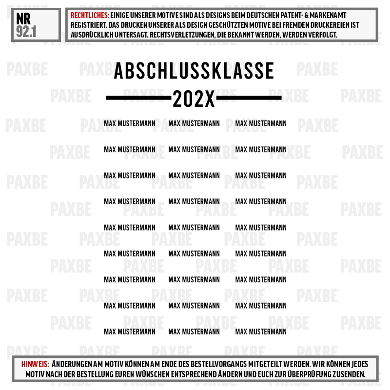 abschlussklasse, jahrgang, gradausschnitt, schule, designer-portfolio, Schriftzug, Abschlussklasse, Jahrgang 202X, Namensplatzhalter, Musterblock