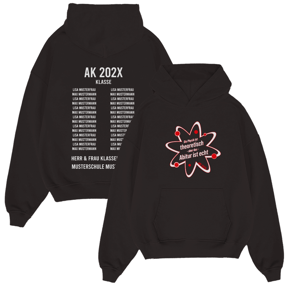 Hoodie, Schwarzer Hoodie, Grafikdruck, Vordertasche, Langarm, Hoodie, Schwarz, Print, Abitur Logos, Universität/Schule