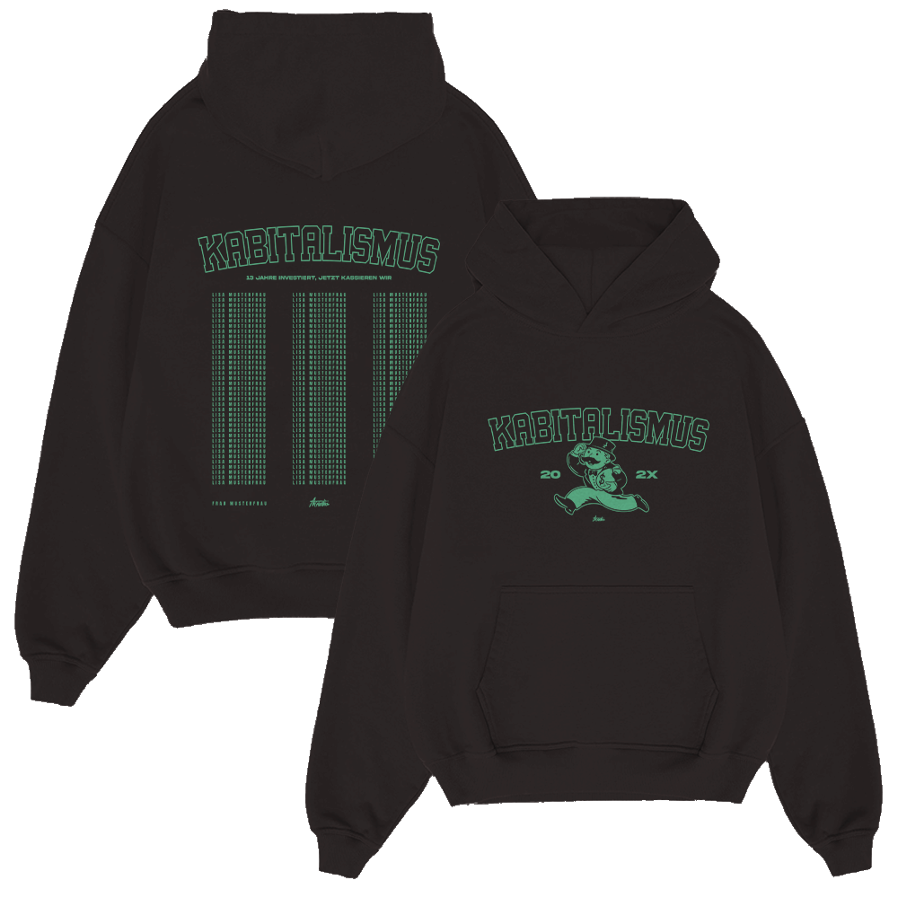 Hoodie, Schwarz, Grafik, Grün, Unisex, Hoodie, Schwarz Hoodie, Grüner Druck, KABITIALISMUS, Pulli