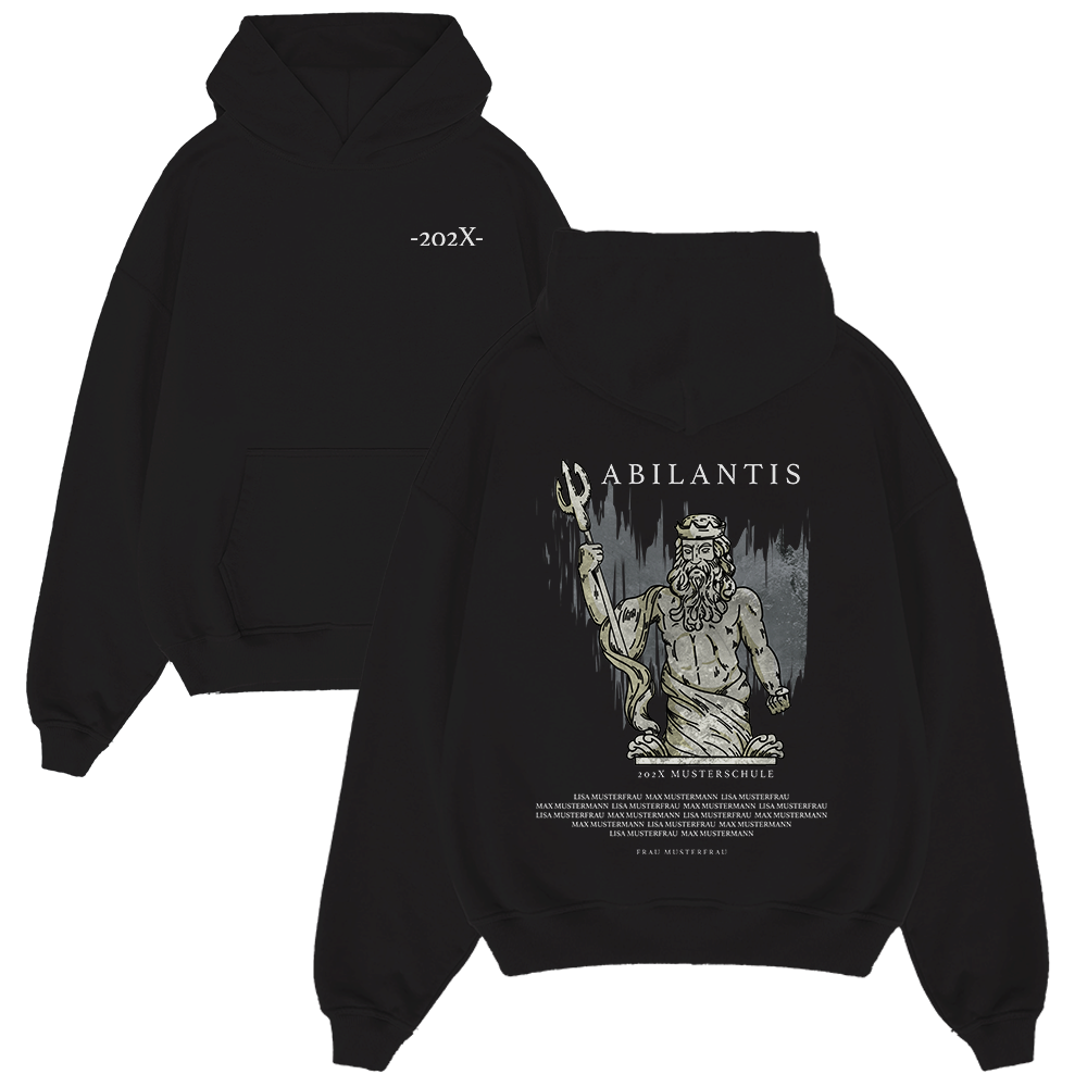 hoodie, schwarzer hoodie, grafik hoodie, vordertasche, rückenseite print, Hoodie, Schwarzer Hoodie, Grafik Hoodie, Abgabilantis Motiv