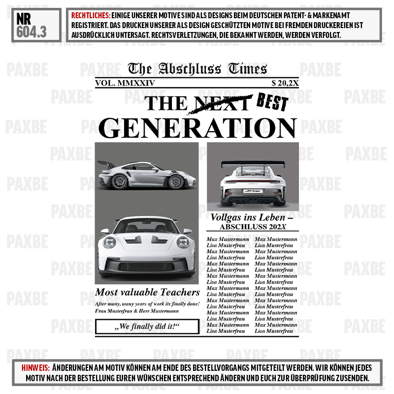 THE ABSCHLUSS TIMES PORSCHE 604.3