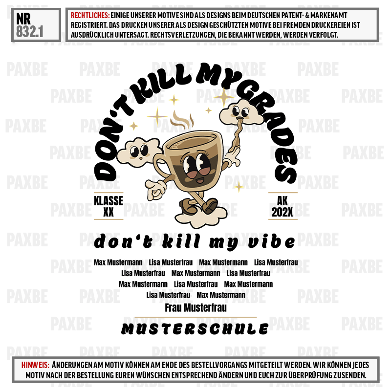 Kaffeetasse, Comic-Charakter, Glücksbringer, Klassenzahl XX, Musterschule, Kaffeetasse, Comic-Design, Animation, Humor-Motiv, Grafik-Label