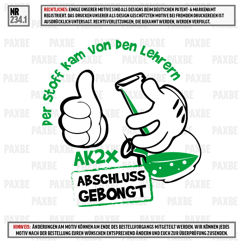 DER STOFF KAM VON DEN LEHRERN ABSCHLUSS GEBONGT 234.1 DER STOFF KAM VON DEN LEHRERN ABSCHLUSS GEBONGT 234.1