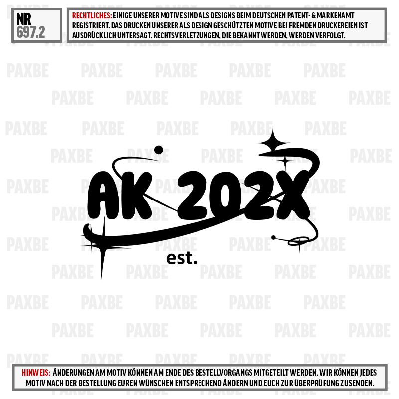 T-Shirt, AK 202X, Est. (established), Schwarz-weiß, Graffiti-Stil, Grußkarte, ak202x, Logo, est., Designelement