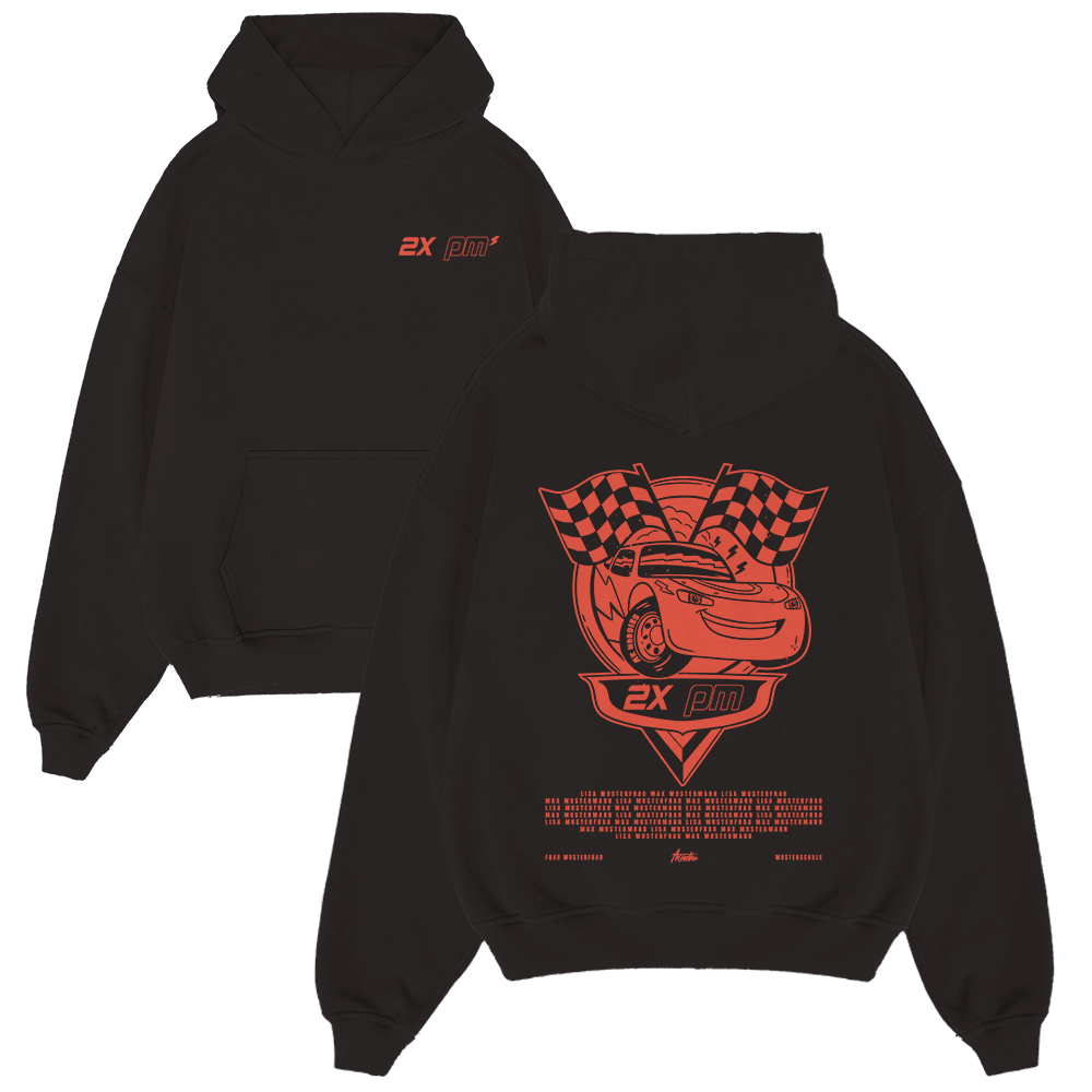 Hoodie, Schwarz, Graphic, Auto, Karomuster Flaggen, hoodie, schwarz, auto, grafik, kariert-fahne