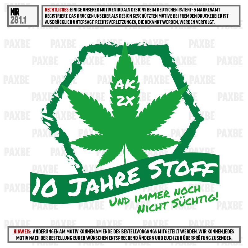 Cannabis, Blatt, Aufkleber, Label, 3D-Design, Cannabisblatt, Stoff, 10 Jahre, Stoff-Motiv, Jubiläum
