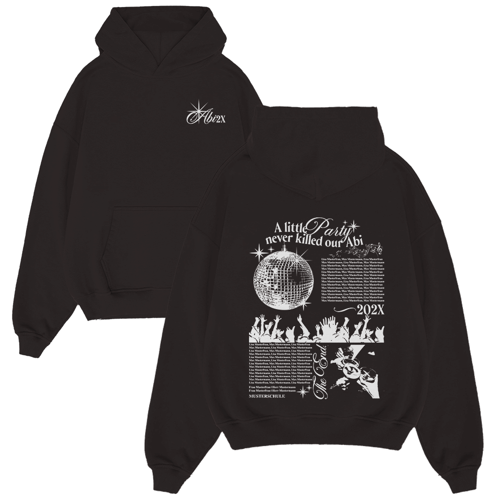 Hoodie, Schwarz, Druck, Disco-Kugel, Muster, Hoodie, Schwarzer Hoodie, Discokugel Grafik, Rückendruck, Langarm-Pullover