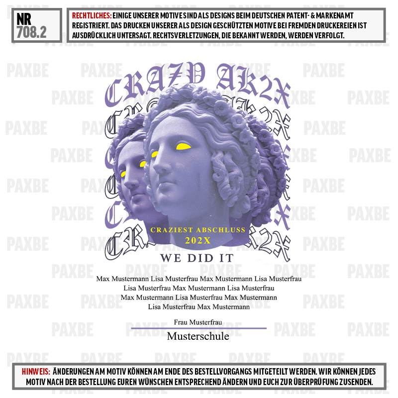 3D-Skulptur, lila Kopf, leuchtende gelbe Augen, geädertes Muster, Textüberlagerung, Plakat, Kunstdruck, verzierte Kopfbedeckung, lila Skulptur, crazy Abschluss 202X