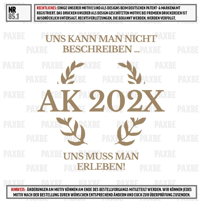 AK 202X, Laurel wreath, Medaille, Typografie, Emblem, AK 202X, Lorbeerkranz, Monochrom, Motto, Impression