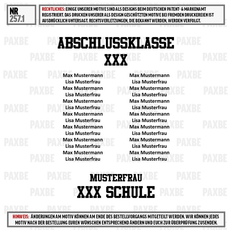 Abschlussklasse, Schule, Musterfrau, Mustername, Schuljahr, schule, musterfrau, abschlussklasse, xxx schule, klasse