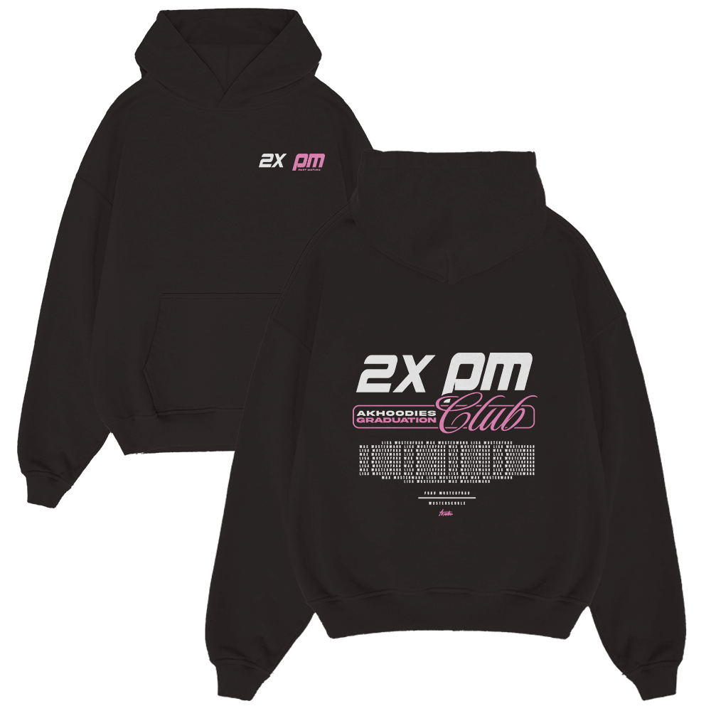 hoodie, schwarz, fronttasche, grafikdruck, pinkweiß, Hoodie, Schwarzer Hoodie, Vorne Tasche, Druck-Design, Logo-Schrift