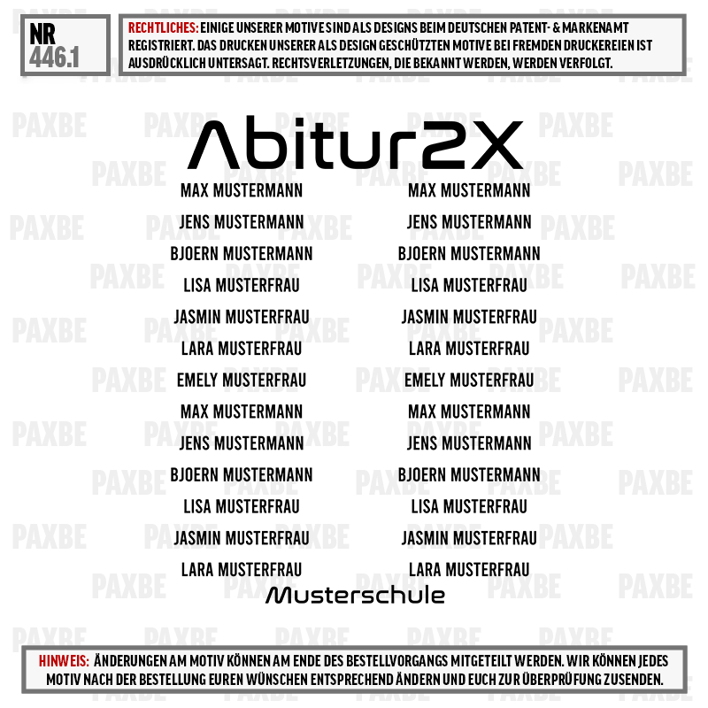cutout sign, name tag, name list, back-to-back text, instructional poster, Abiturzeug, Abi Zertifikat, Musterzeugnis, Schulthema, Mustersprache