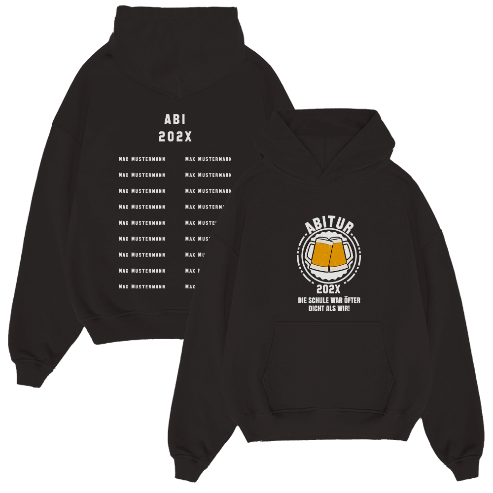Hoodie, Schwarz, Abitur, Bier-Logo, Kanguru?, Hoodie, Schwarz, Abitur, Kapuzenpullover, Becher-Logo