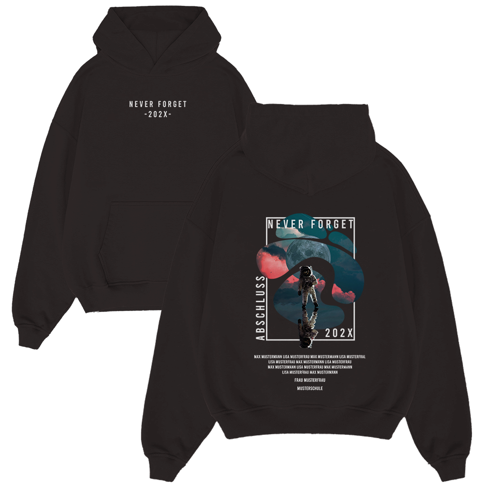 Hoodie, Schwarz, Grafik, Rückenprint, Oversized