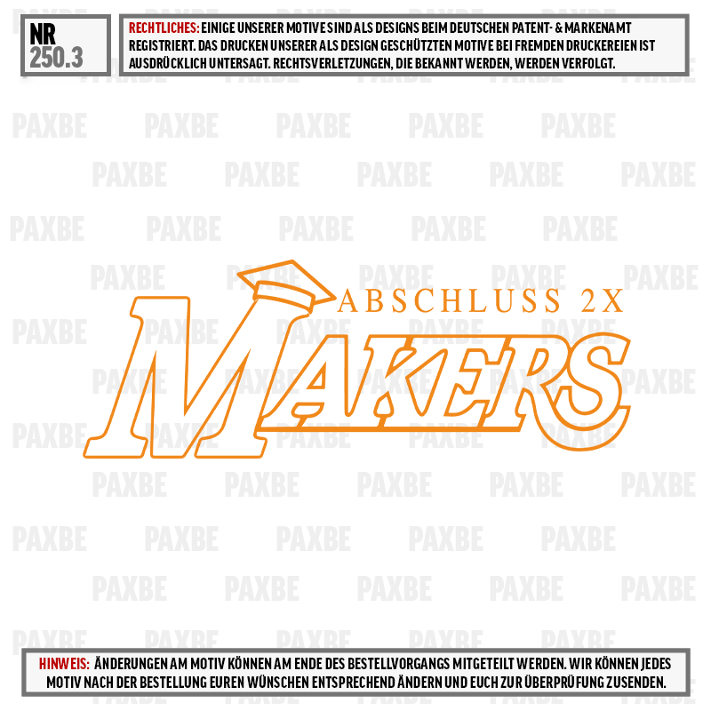 Möbel-Logo, Makers, Abschluss 2x, Graduation cap, Kunstdruck, Makers, Abschlusskappe, M-Firma Logo, Abschluss 2x, Künstlerischer Schriftzug