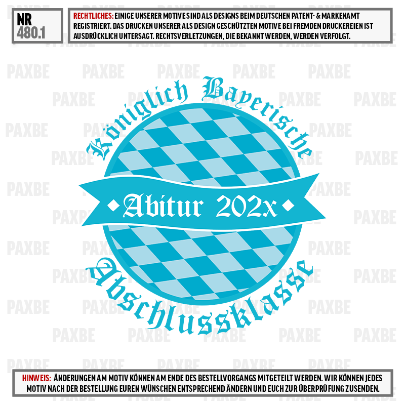 Abitur 202x, Abiturprüfung, Klasse, Kleidungslogo, Rundenbanner, Abitur 202x, Kreuzer Abitur, Musterblüt Blau, Bayern Abiturzeug, Jahrgangsthema