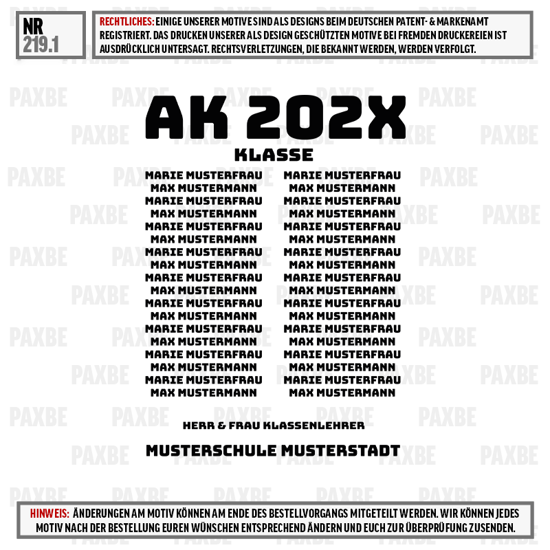 Klasse, Schule, Musterschule, Schulklasse, Unterricht, AK 202X, Klasse, Musterschule, Musterfrau, Mustermann