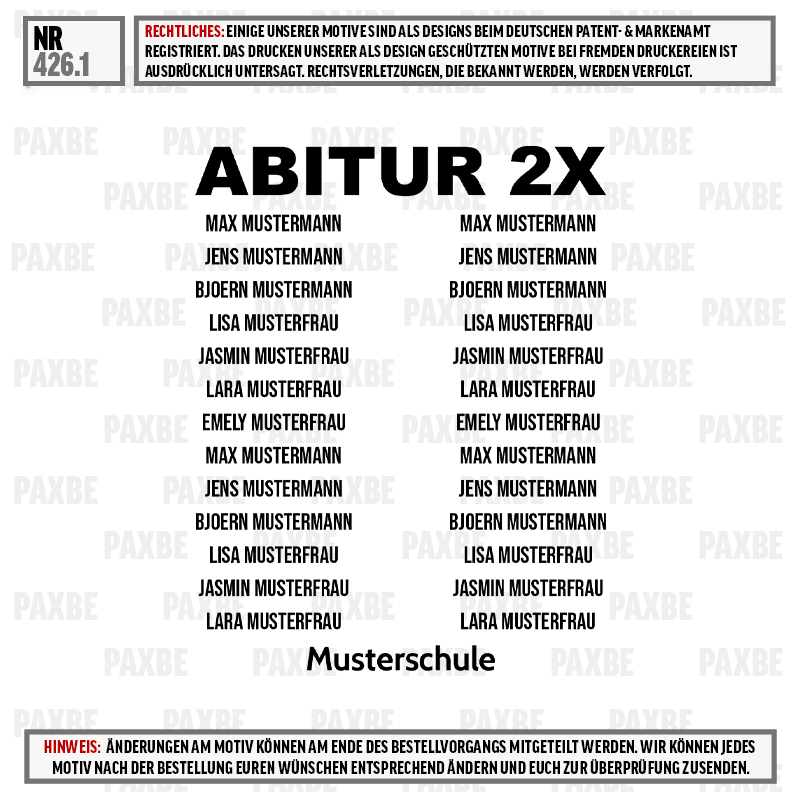 Abitur 2x, Musterschaft, Musterscheine, Schullizenz, Schuljahr, Abitur 2X, Musterschule, Musterschule, Namensliste, Bildtext