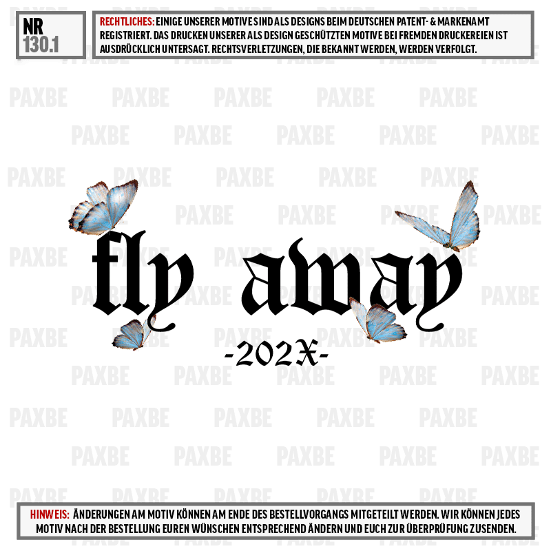 title, fliegen weg, Schmetterlinge, gotische Schrift, 202X