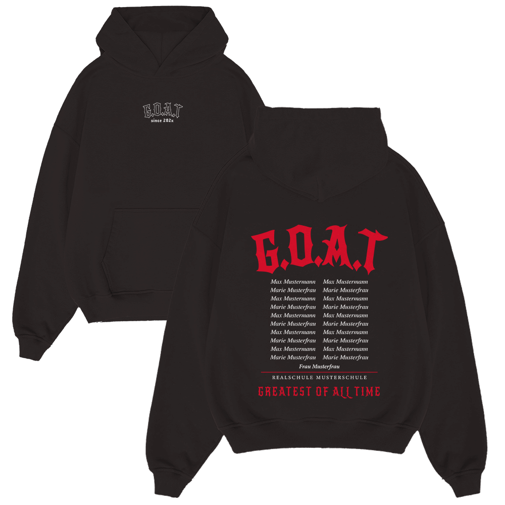 hoodie, schwarz, Graphic, Rückseite Druck, G.O.A.T,  Hoodie, schwarze Hoodie, grafischer Aufdruck, G.O.A.T, Pullover mit Kapuze