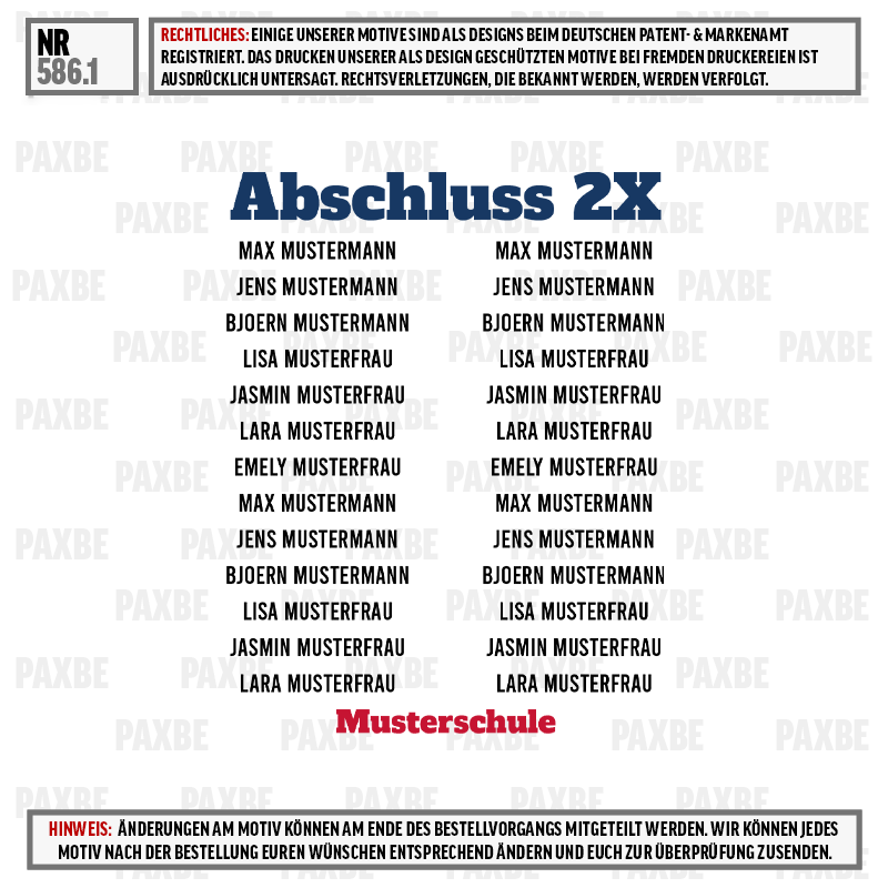 Musterliste, Abschluss, Schule, Musterfrau, Mustermann, Name Tag, Musterschein, Kandidatenliste, Abschluss 2X, Musterschule