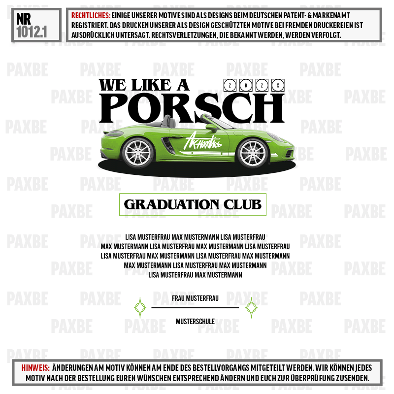 WE LIKE A PORSCH 1012.1 WE LIKE A PORSCH 1012.1