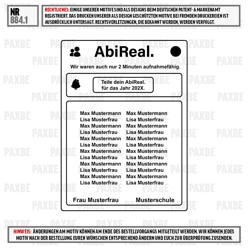 AbiReal, Profilbild, Namensliste, Schülerliste, Jugendschulbuch, Abireal, Schule, Namensliste, Jahr 202X, Figurenplatz