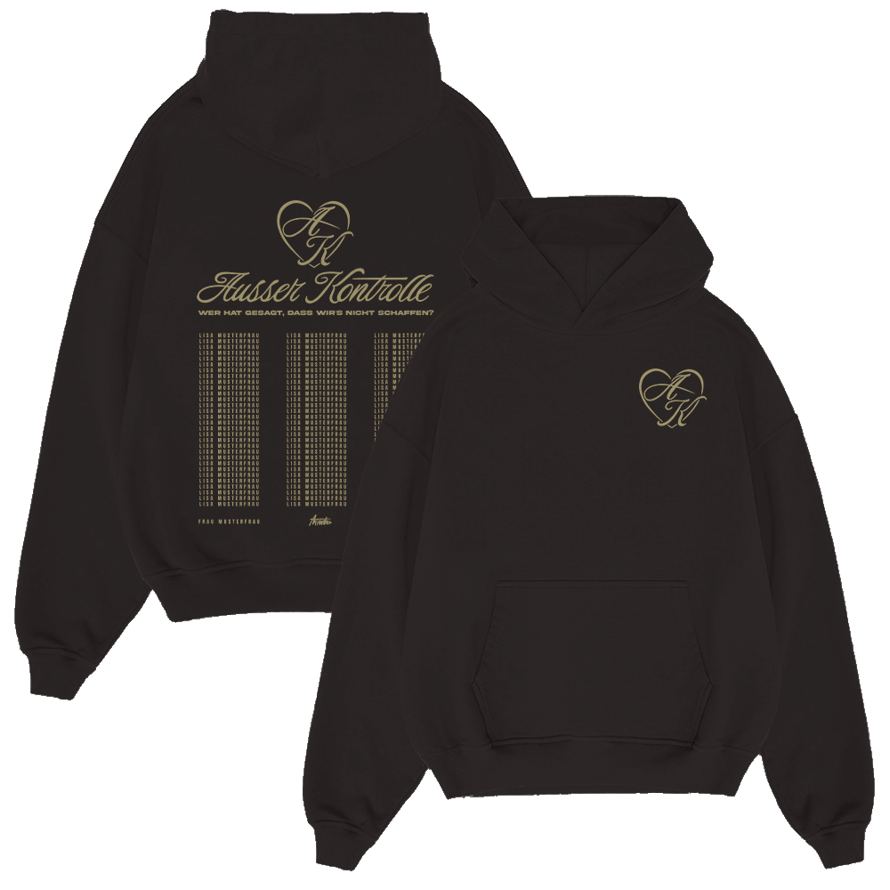 Hoodie, Schwarzer Hoodie, Goldene Print, Vorne Tasche, Rückseite Grafik, Hoodie, Pullover, Schwarz, Goldene Druck, Logo