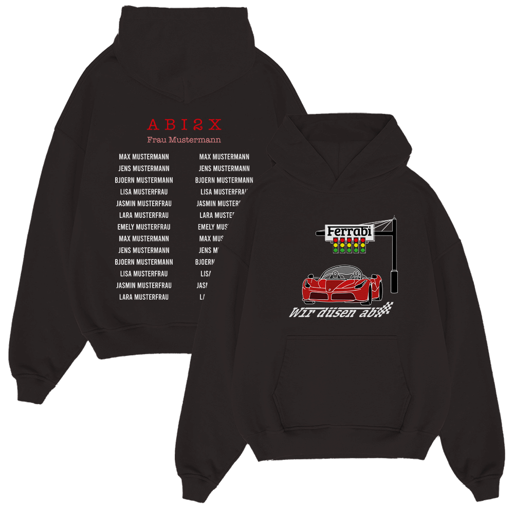 Hoodie, Schwarz, Auto-Grafik, Grafikdruck, Kangaroo-Tocket, Hoodie, Schwarz, Motorsport, Ferrari, Grafik