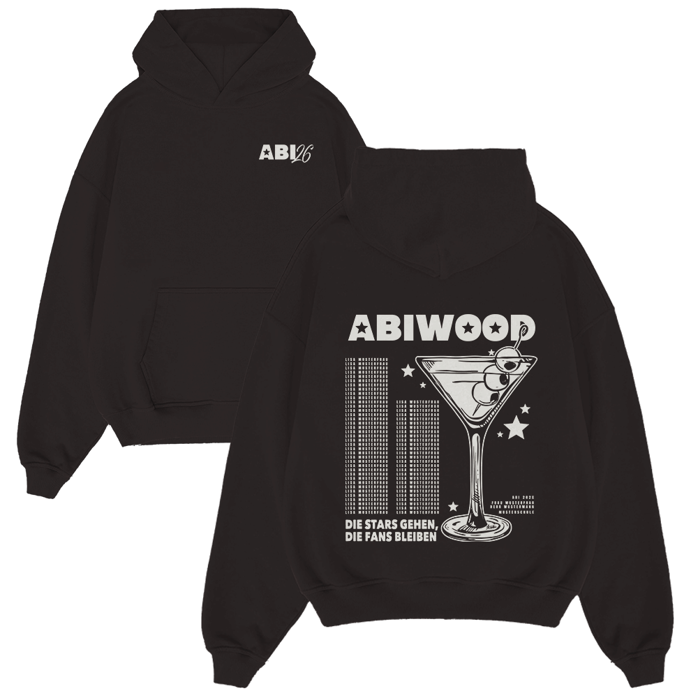 Hoodie, Schwarz, Graphic, Cocktailglas, Abiw00d, hoodie, schwarz, grafik, langarm, unisex