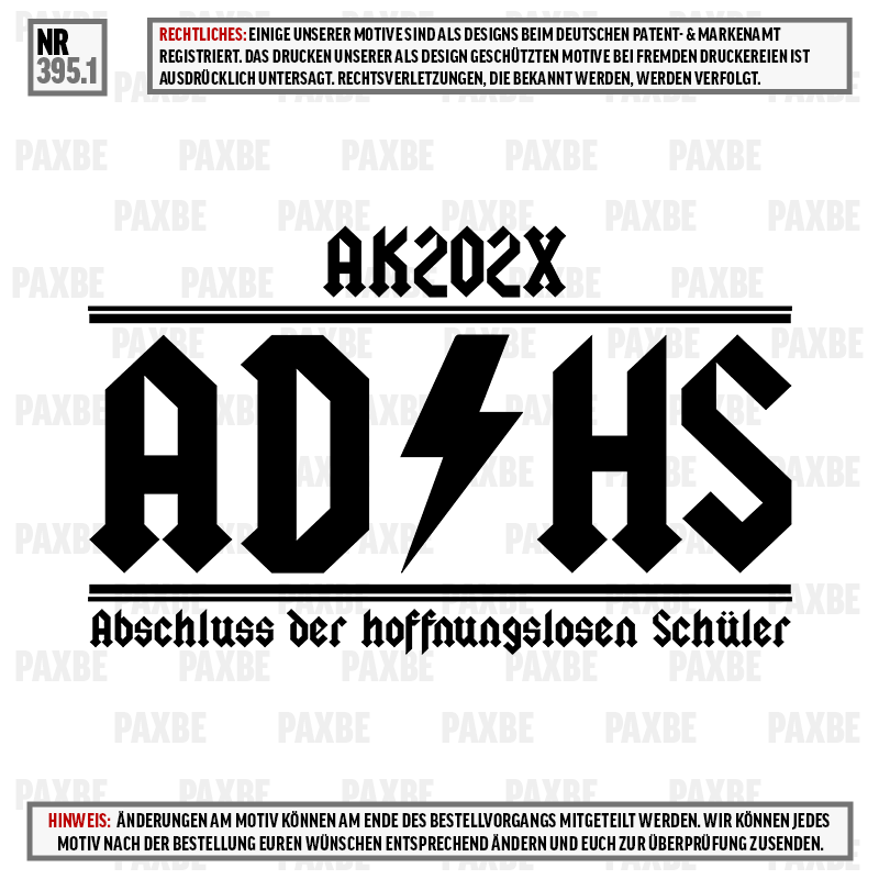 ADHS ABSCHLUSS DER HOFFNUNGSLOSEN SCHÜLER ACDC 395.1 ADHS ABSCHLUSS DER HOFFNUNGSLOSEN SCHÜLER ACDC 395.1