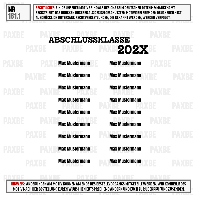 dokument, zeugnis, abschluss, 202X, max mustermann, abschlussklasse, 202X, Max Mustermann, PAXBE, Mustername