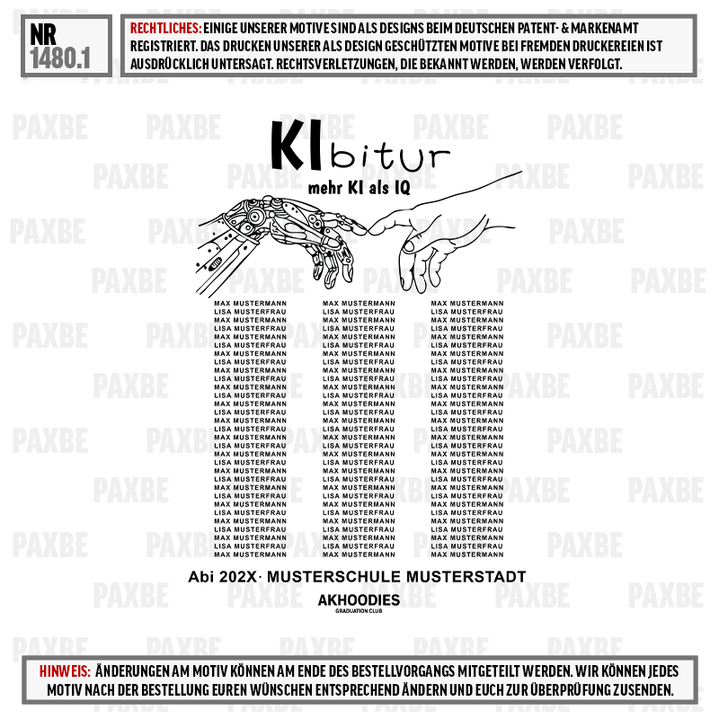 Roboterhandschuh, Handshake, Musterstoff, Textblock, Abilin Graduation-Shirt, Roboter, Hand, Kunst, Druck, Poster
