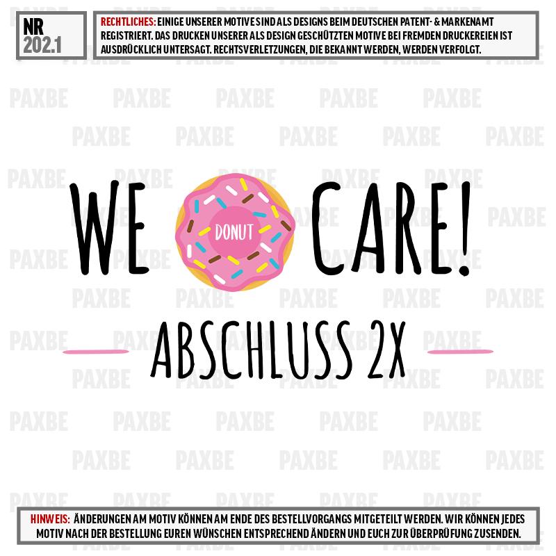 Donut, Rosafarbener Donut, We care, Nachbildung, Textdesign