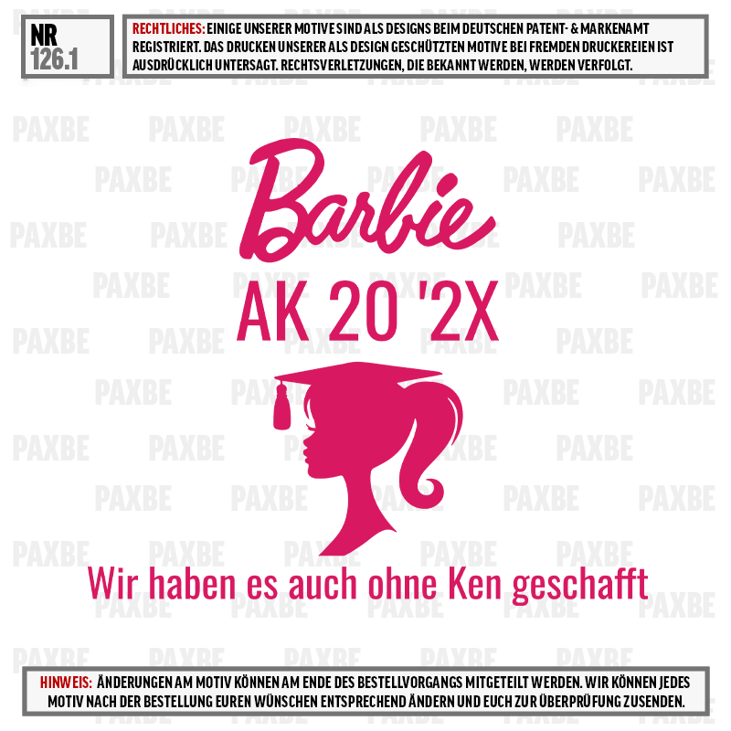 barbie, ak 20, 2x, motto, bildung, Barbie, Kopfverband, Akademischer Hut, Abschluss, Charakter