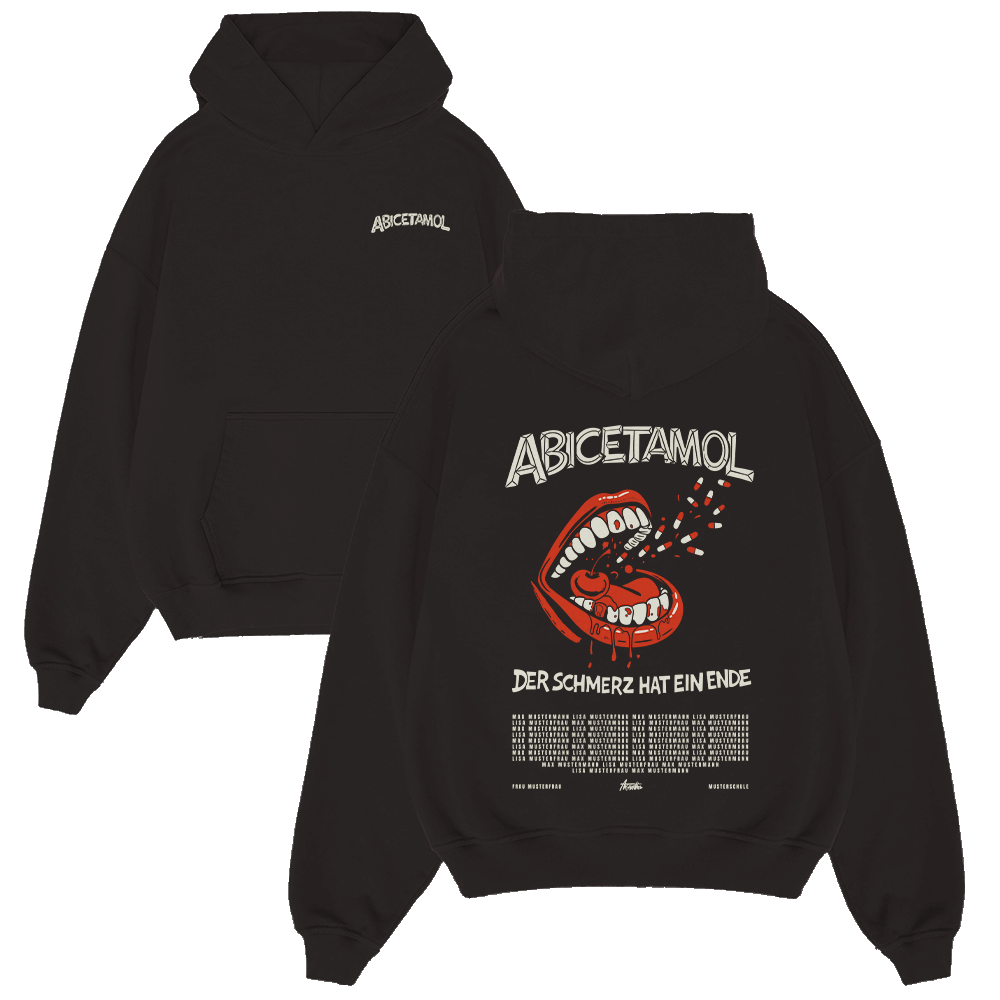 hoodie, schwarz, grafik, mund, text