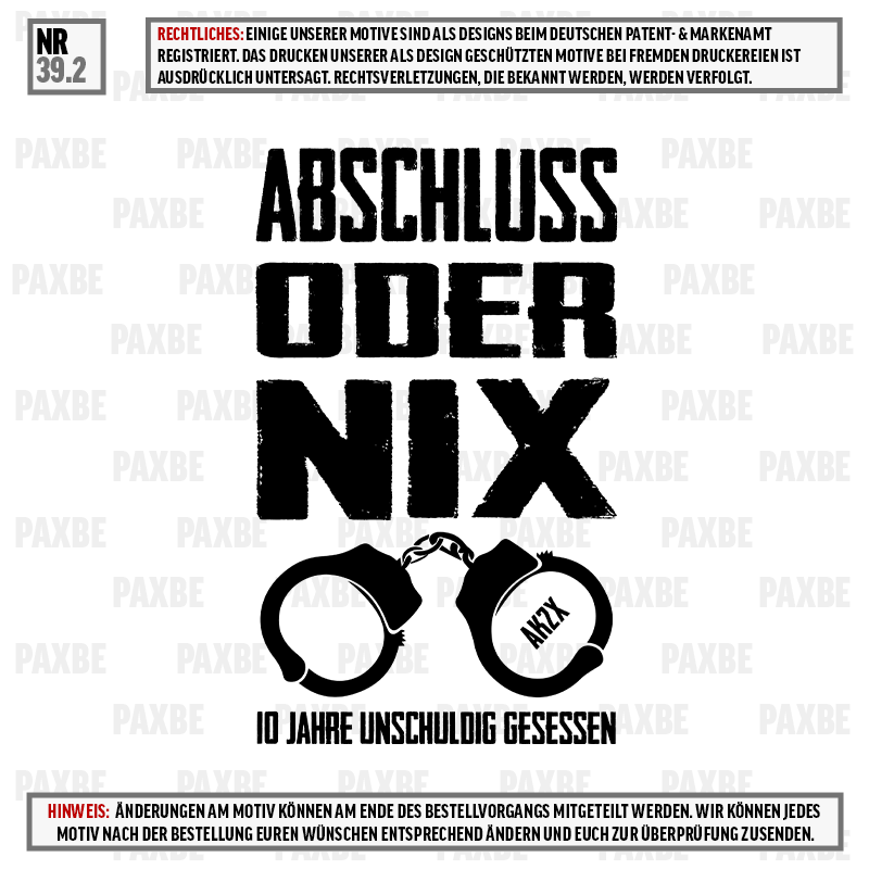 ABSCHLUSS ODER NIX HANDSCHELLEN 39.2 ABSCHLUSS ODER NIX HANDSCHELLEN 39.2