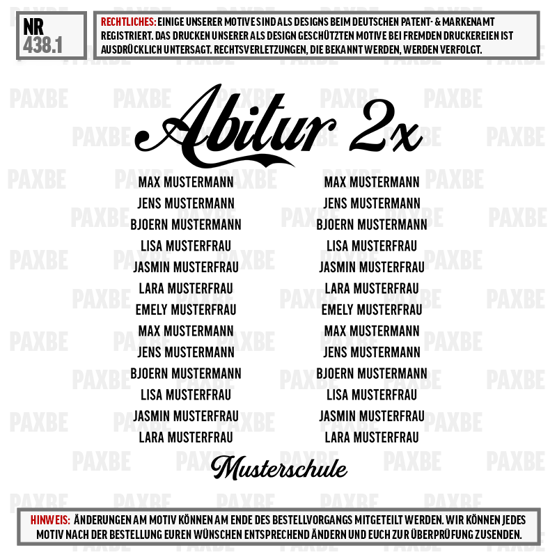 Musterfirma, Musterbild, Abitur 2x, Schule, Musterköpfe, Bild, Poster, Abitur 2x, Mustersschule, Schriftzug