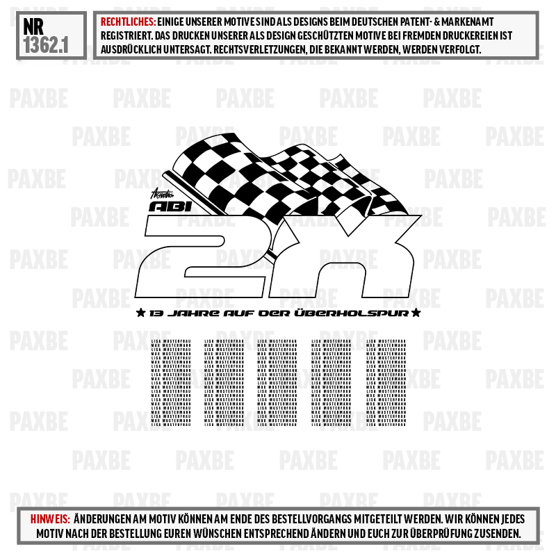 Rennwagen, Karo, Grafik, 2D, Begrenzte Auflage, T-Shirt, Fahnen/Rennflagge, Schachbrettmuster, Langer Grafikprint, ABS/ABP Motiv