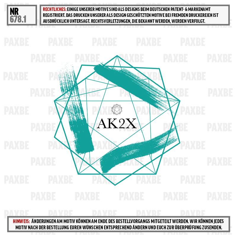 geometrisches Design, abstraktes Logo, tealfarbener Pinselstreifen, Oktaeder/Polyeder, AK2X, Geometrie, Türkis, Pinselstrich, Geometrisches Muster, AK2X